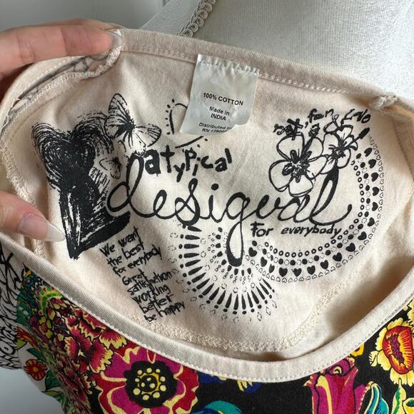 Desigual Multicolored Printed Floral Blouse Tunic Sz M - Picture 8 of 8